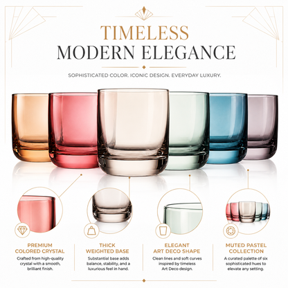 Six Tonal Lowball Whiskey Glasses For Daily Use