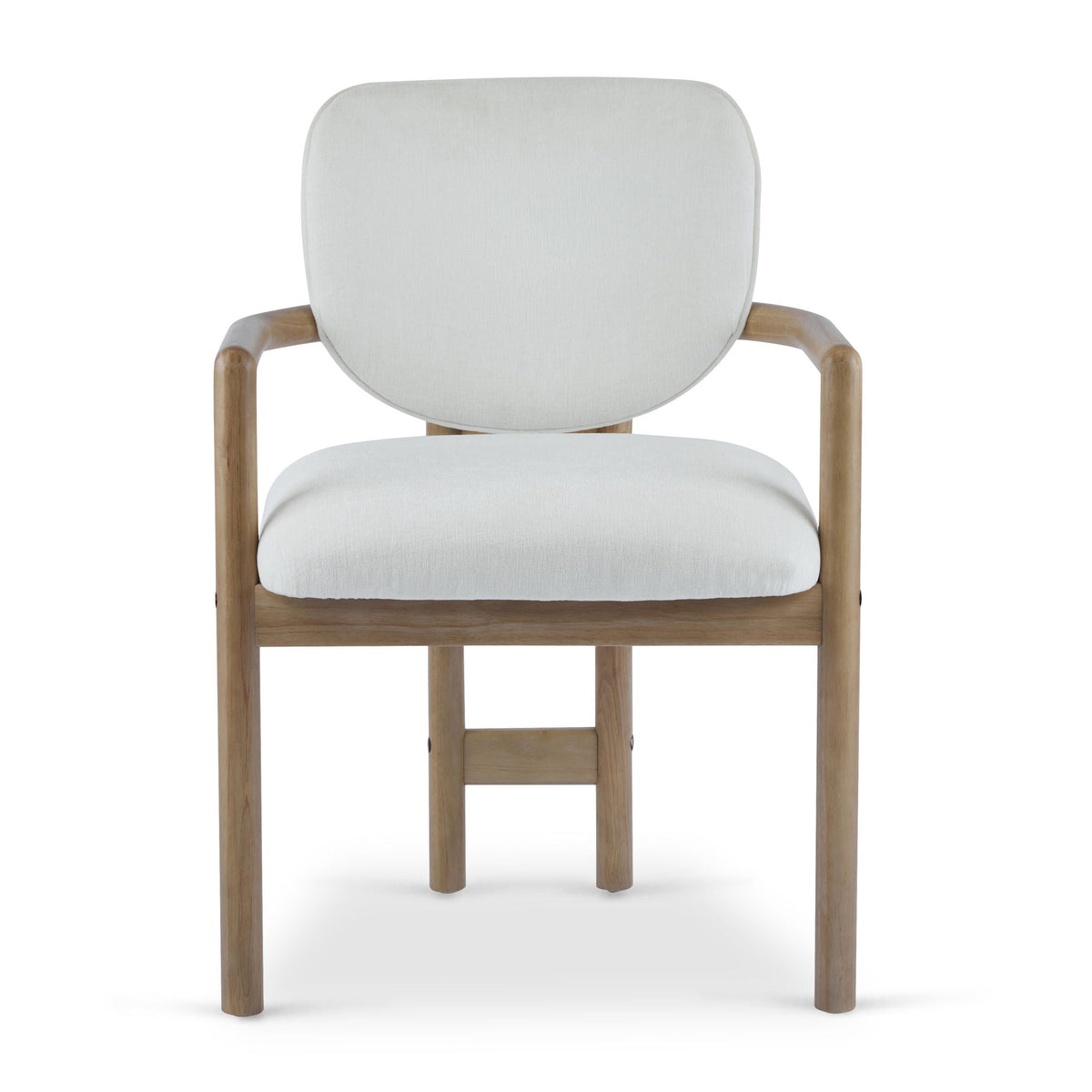 Upholstered Arm Dining Chairs set of 2 by HouseOfZazla cream fabric with natural wood legs on Tampa Home & Garden Store