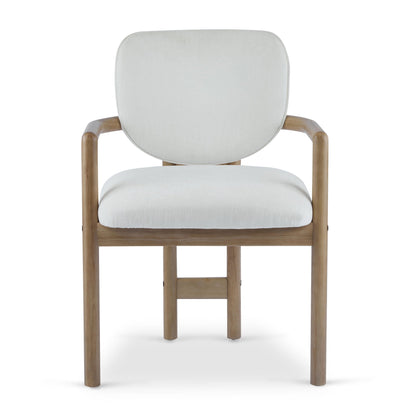 Upholstered Arm Dining Chairs set of 2 by HouseOfZazla cream fabric with natural wood legs on Tampa Home & Garden Store