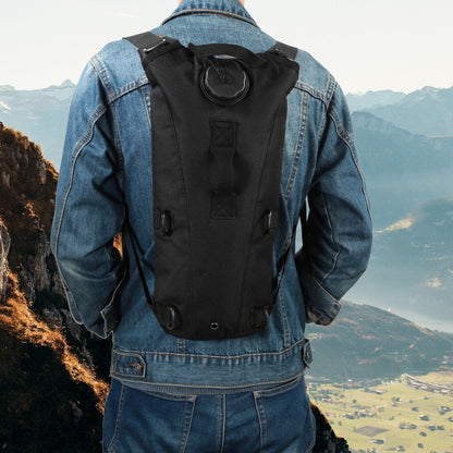 GemGear iMounTEK Tactical 3L hydration pack on back; black water bladder backpack with round cap on Tampa Home & Garden Store