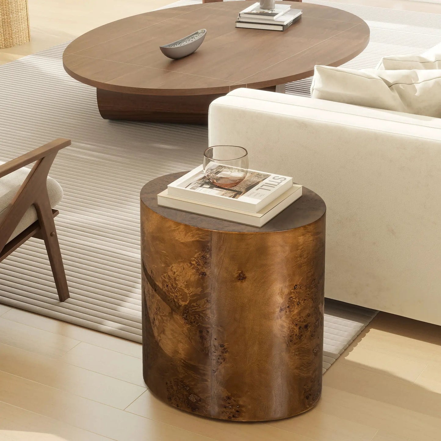 Nebula Accent Oval Pillar Side Table by Unique Piece Furniture, rich wood pedestal base on Tampa Home & Garden Store