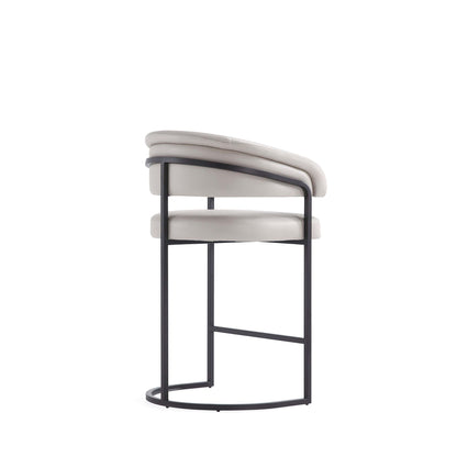 Augusta Counter Stool HouseOfZazla, cream upholstered seat, counter-height 24–27 in, black metal frame with circular footrest on Tampa Home & Garden Store