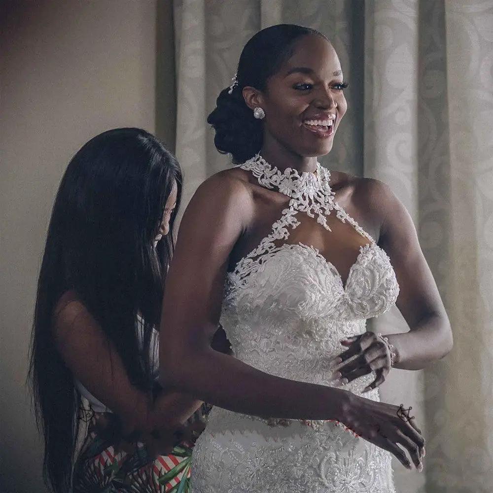 Vintage lace beaded wedding dress with illusion neck, mermaid gown in white, FLIPSTYLEZLLC on Tampa Home & Garden Store