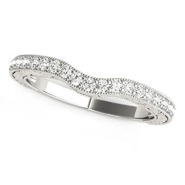 14k white gold antique-style curved diamond ring with milgrain edges, 1/4 cttw by Bids.com on Tampa Home & Garden Store