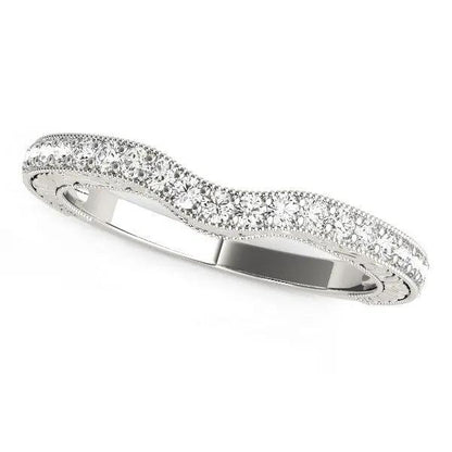 14k white gold antique-style curved diamond ring with milgrain edges, 1/4 cttw by Bids.com on Tampa Home & Garden Store