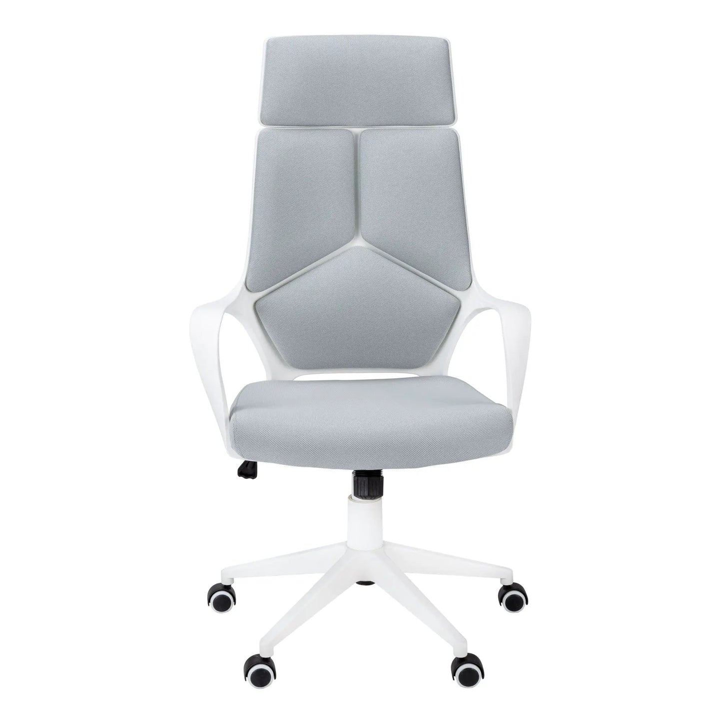 Office swivel chair with gray mesh back and white frame, adjustable height on Tampa Home & Garden Store