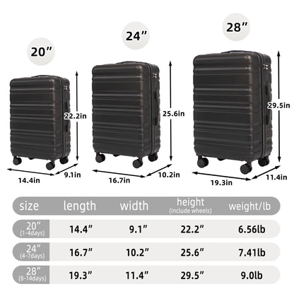 HIFINE TOURIST 3-piece hard case luggage set 20/24/28 in Dark Gray by HouseOfZazla on Tampa Home & Garden Store
