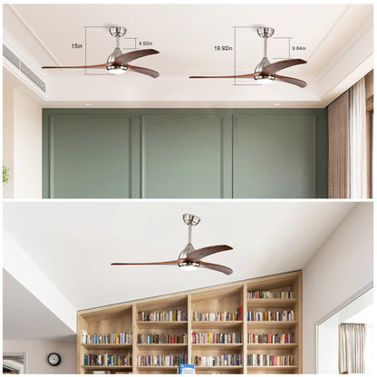 Pair of 52-inch solid wood blade ceiling fans by HouseOfZazla with lights and remotes on Tampa Home & Garden Store