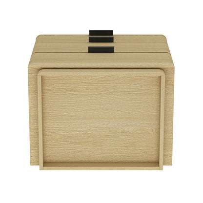 Oak Nightstand Payton with 3 drawers and metal handles HouseOfZazla on Tampa Home & Garden Store