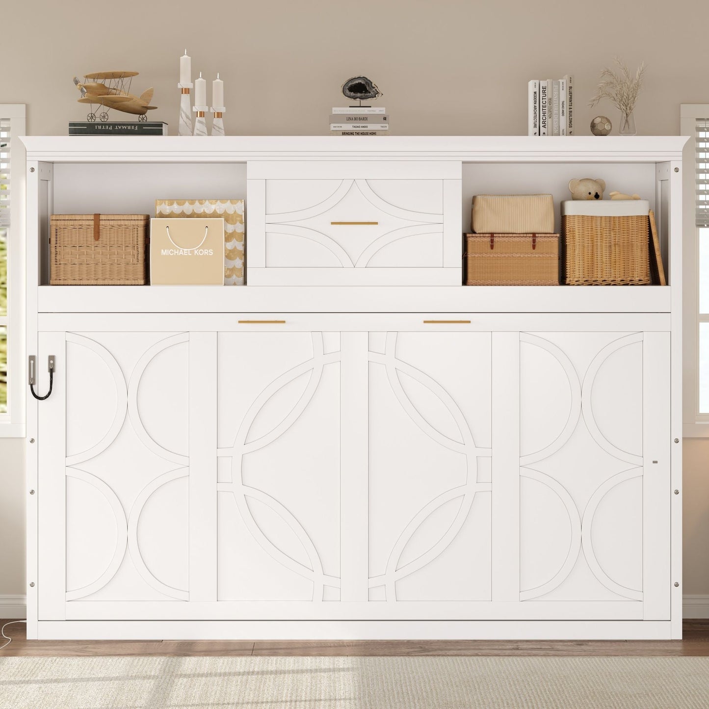 Twin Murphy Bed and Drawer with Charging Station