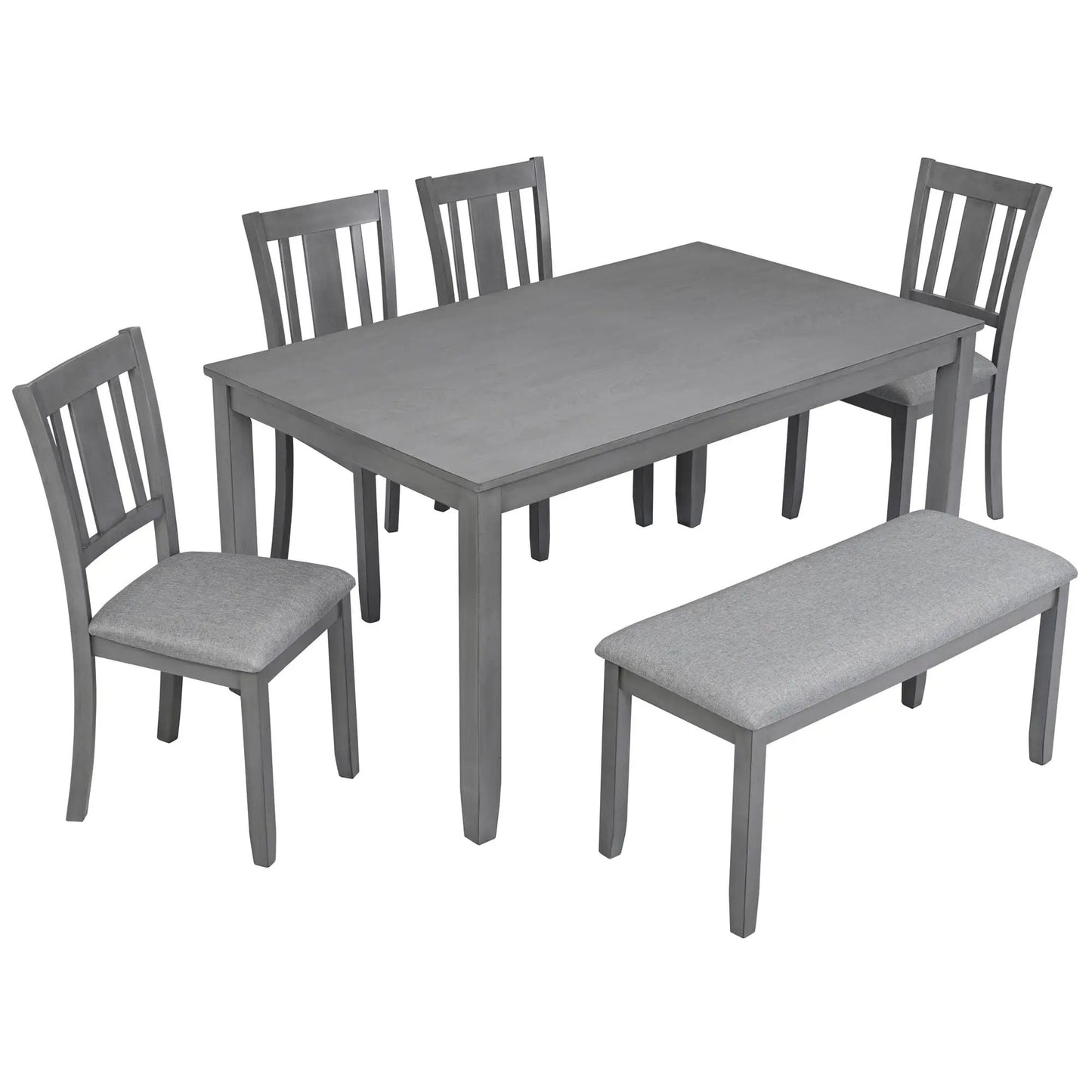 Kitchen dining set with rectangular table and gray upholstered chairs 6-piece Unique Piece on Tampa Home & Garden Store
