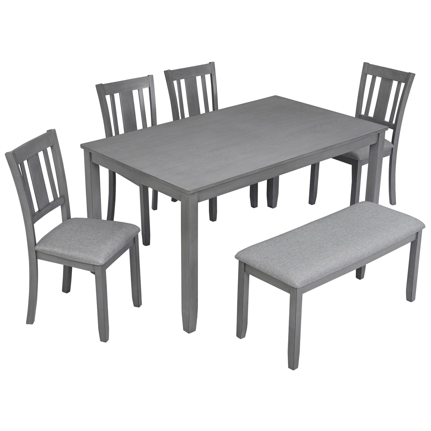 Wooden Dining Table With Four Chairs And Bench