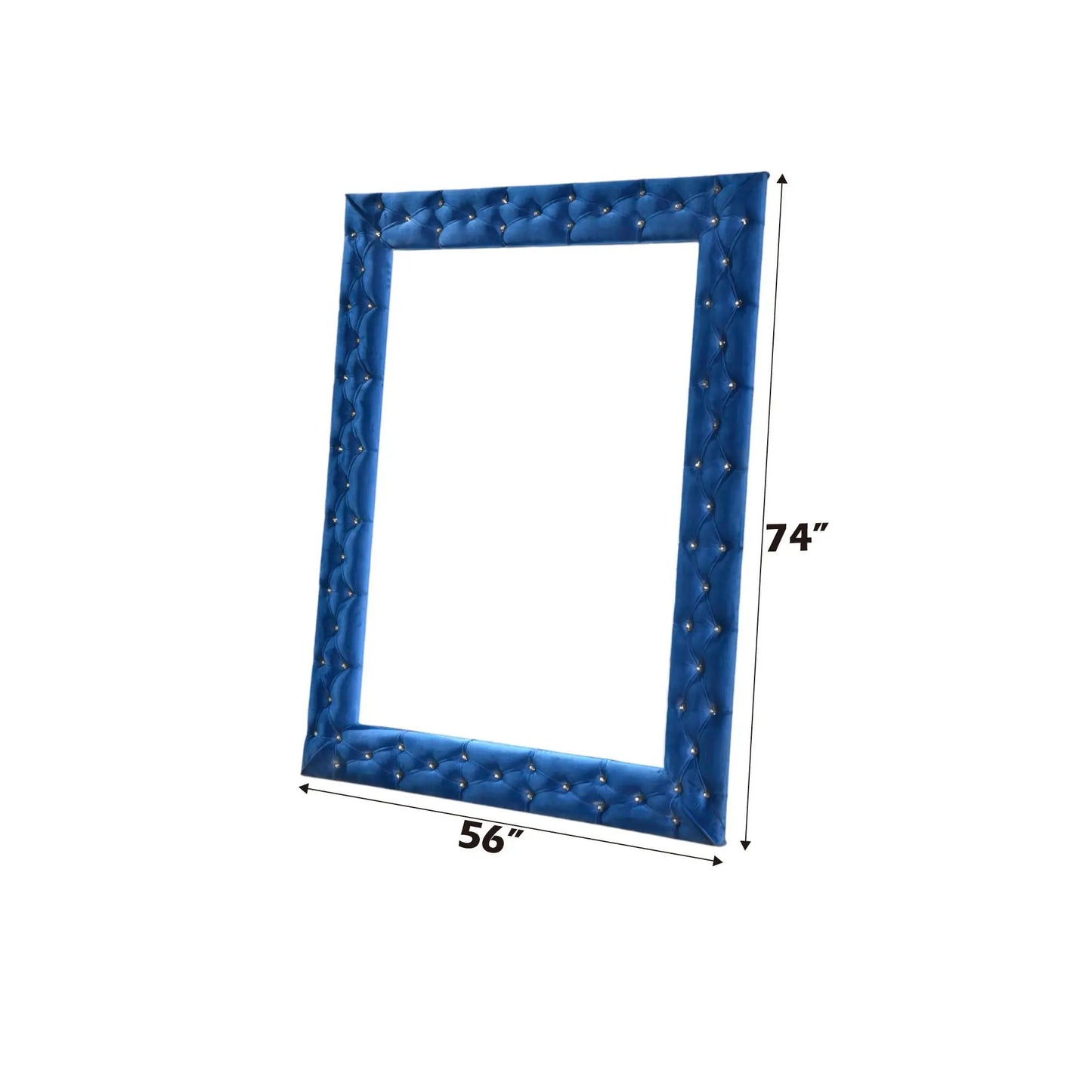 Dante floor mirror blue velvet tufted frame with studs, 56x74 in by Unique Piece Furniture on Tampa Home & Garden Store