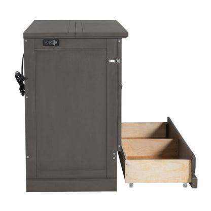 Solid pine Murphy bed cabinet with charging station and large storage drawer in dark gray on Tampa Home & Garden Store