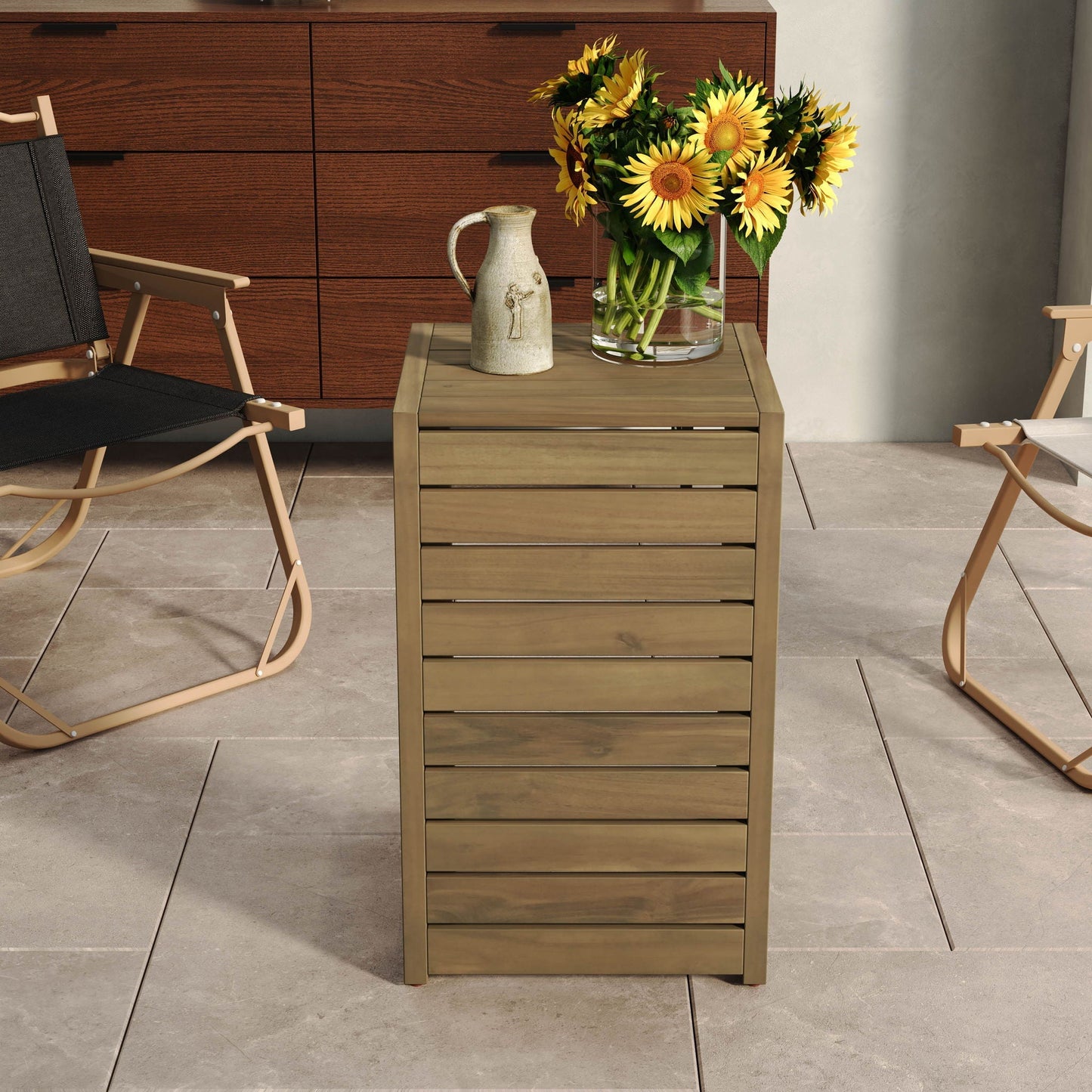 Outdoor Aluminum C Shaped Side Table for Patio