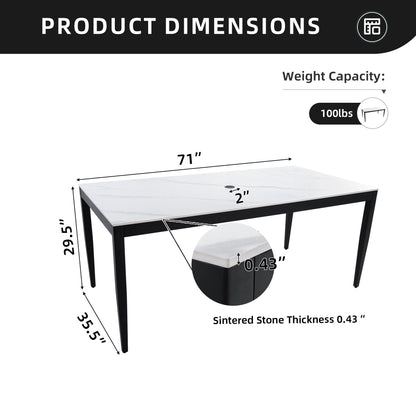 Outdoor Modern Patio Dining Table and Stone Top