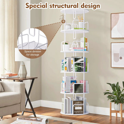 Rotating Bookshelf Tower 5 Tier Spinning Shelf