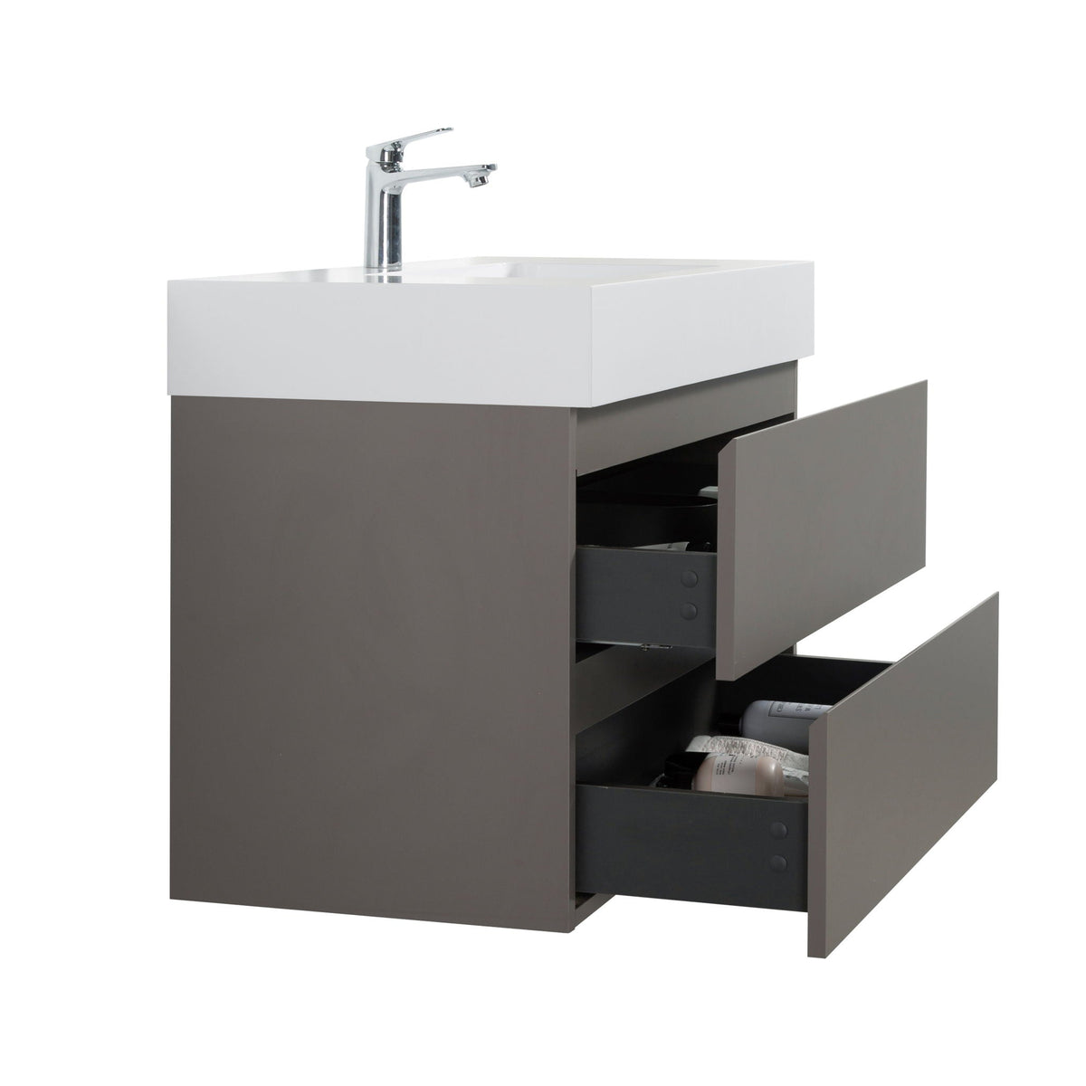 Alice Bathroom Vanity With Sink white countertop chrome faucet on cabinet by HouseOfZazla on Tampa Home & Garden Store