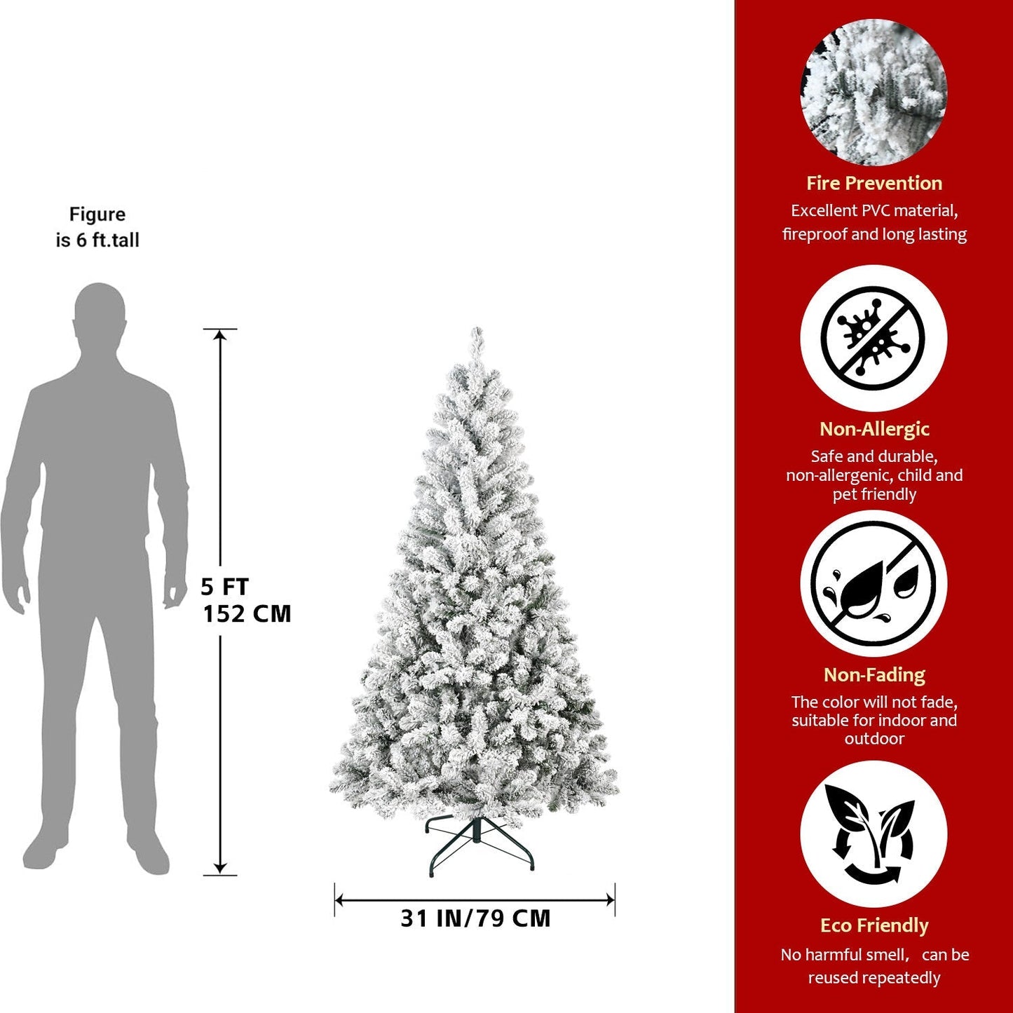 4ft flocked Christmas tree with 233 tips, frosted branches on a metal stand by HouseOfZazla on Tampa Home & Garden Store
