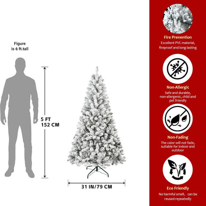 4ft flocked Christmas tree with 233 tips, frosted branches on a metal stand by HouseOfZazla on Tampa Home & Garden Store