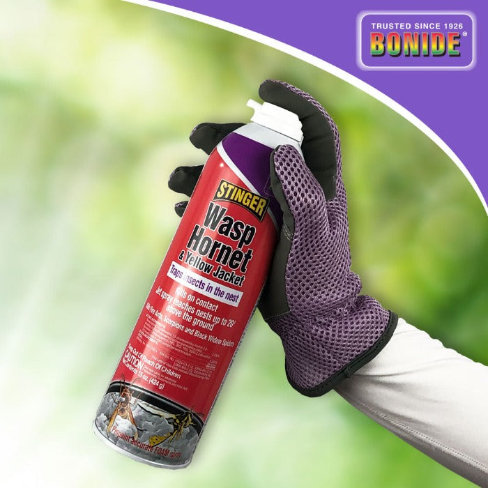 Bonide Stinger Wasp & Hornet Foam spray can, red can with white nozzle, Bonide logo visible on Tampa Home & Garden Store