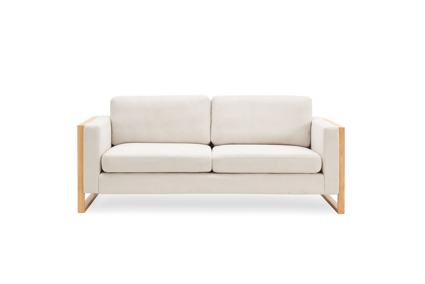 Modern 3-seater sofa with beige upholstery and solid wood legs on Tampa Home & Garden Store