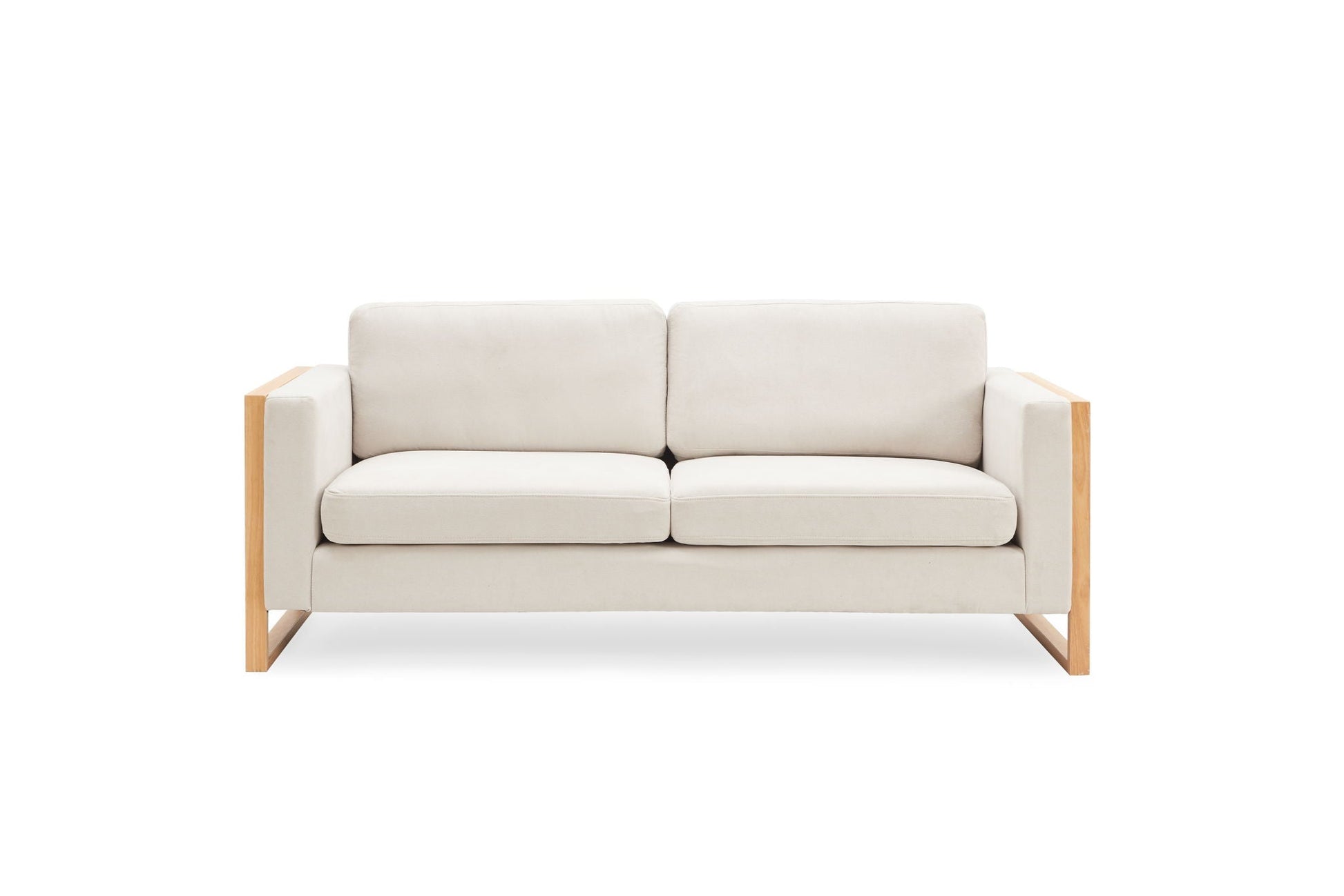 Modern 3-seater sofa with beige upholstery and solid wood legs on Tampa Home & Garden Store