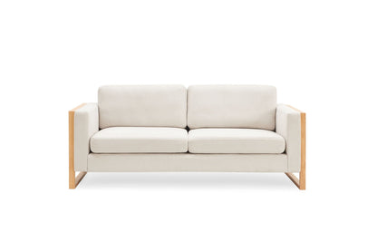 Modern 3-seater sofa with beige upholstery and solid wood legs on Tampa Home & Garden Store
