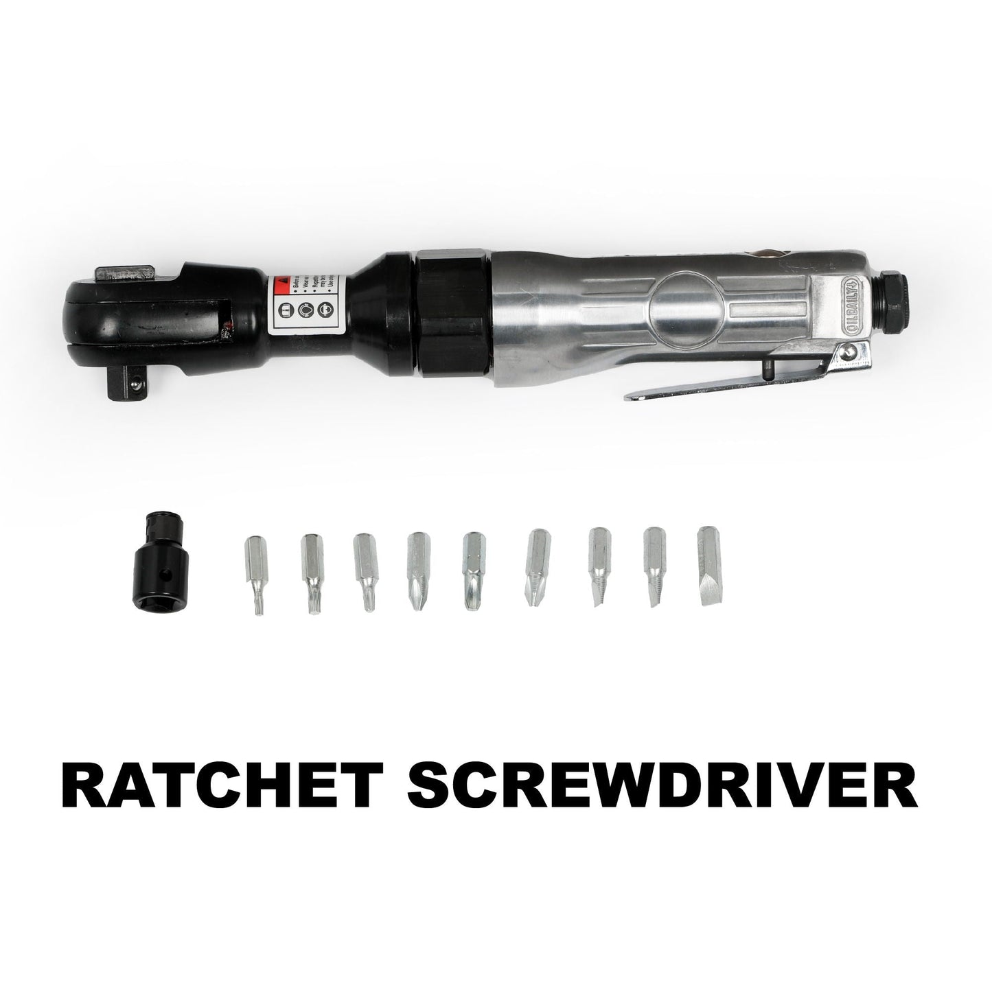 Air ratchet screwdriver 71-piece kit in black and silver with assorted driver bits HouseOfZazla on Tampa Home & Garden Store
