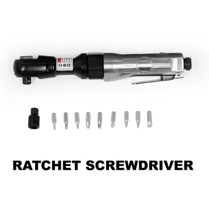 Air ratchet screwdriver 71-piece kit in black and silver with assorted driver bits HouseOfZazla on Tampa Home & Garden Store