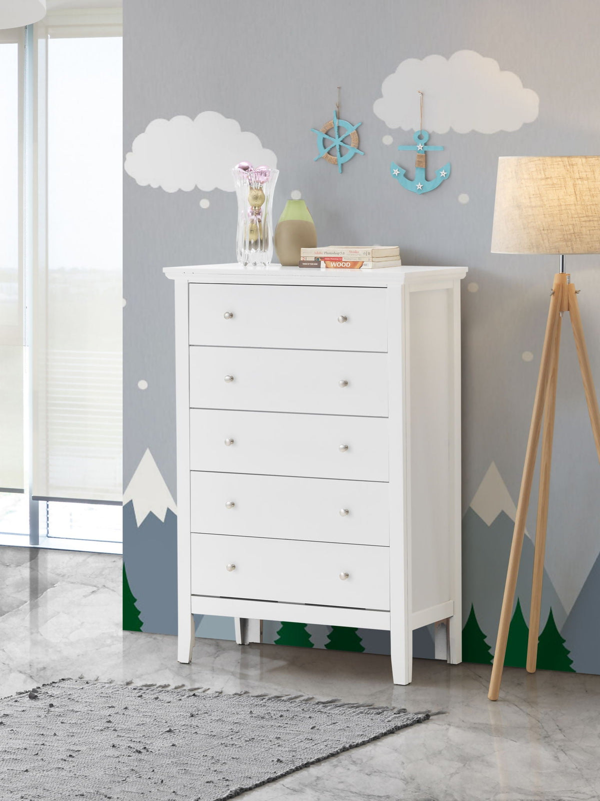 Primo Accent Chest white finish with multiple drawers and silver knobs by HouseOfZazla on Tampa Home & Garden Store