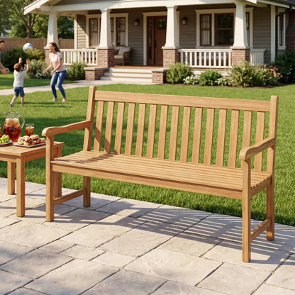 62 Inch Teak Outdoor Porch Bench 3 Seater