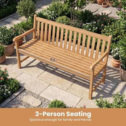 62 Inch Teak Outdoor Porch Bench 3 Seater
