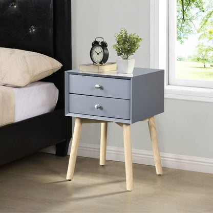 Side Table With Two Drawers Mid Century Modern