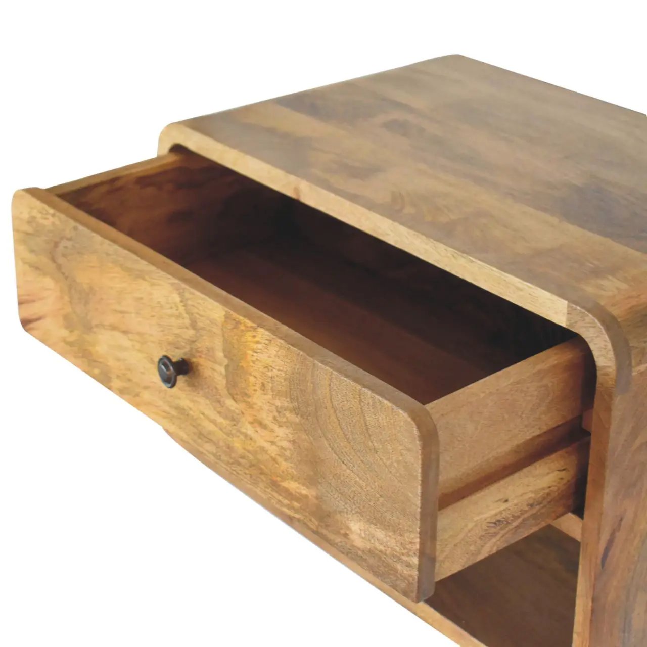 Curve Upper Slot Floating Nightstand with Drawer