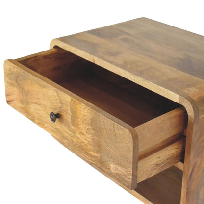Curve Upper Slot Floating Nightstand with Drawer