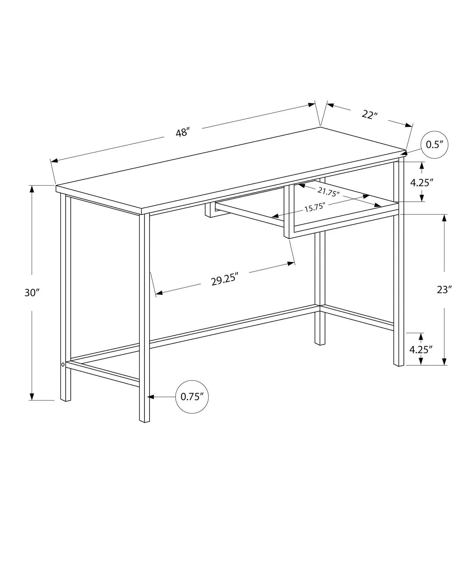 Computer desk for home office with compact modern design and open lower shelf on Tampa Home & Garden Store