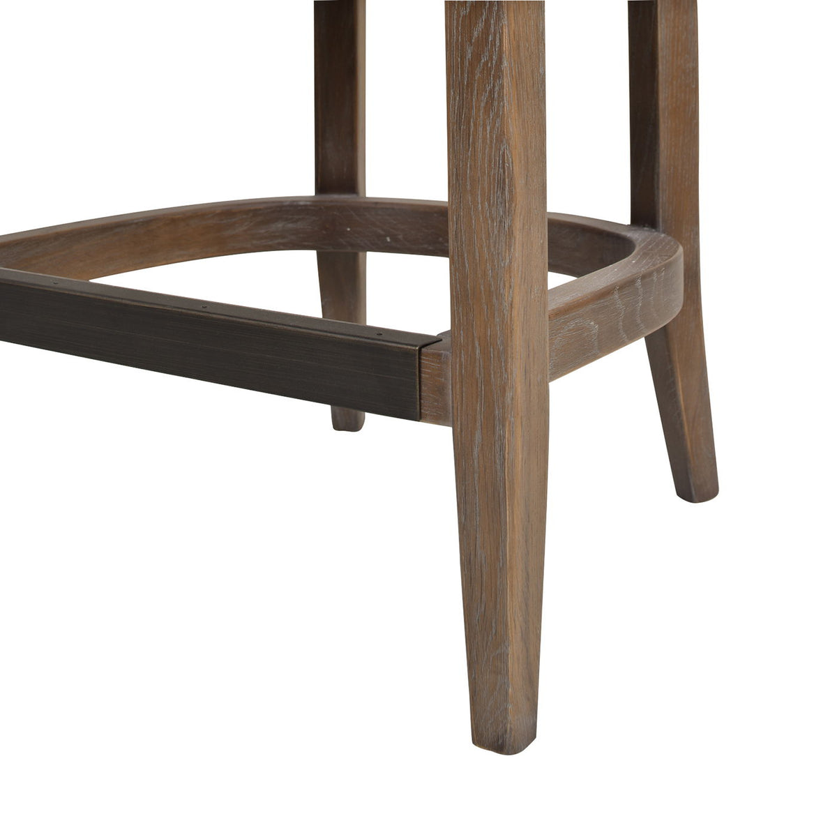 HouseOfZazla mid-century counter height stool base in brown wood with circular footrest on Tampa Home & Garden Store