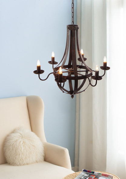Antique 6 Light Black Iron Chandelier for Home