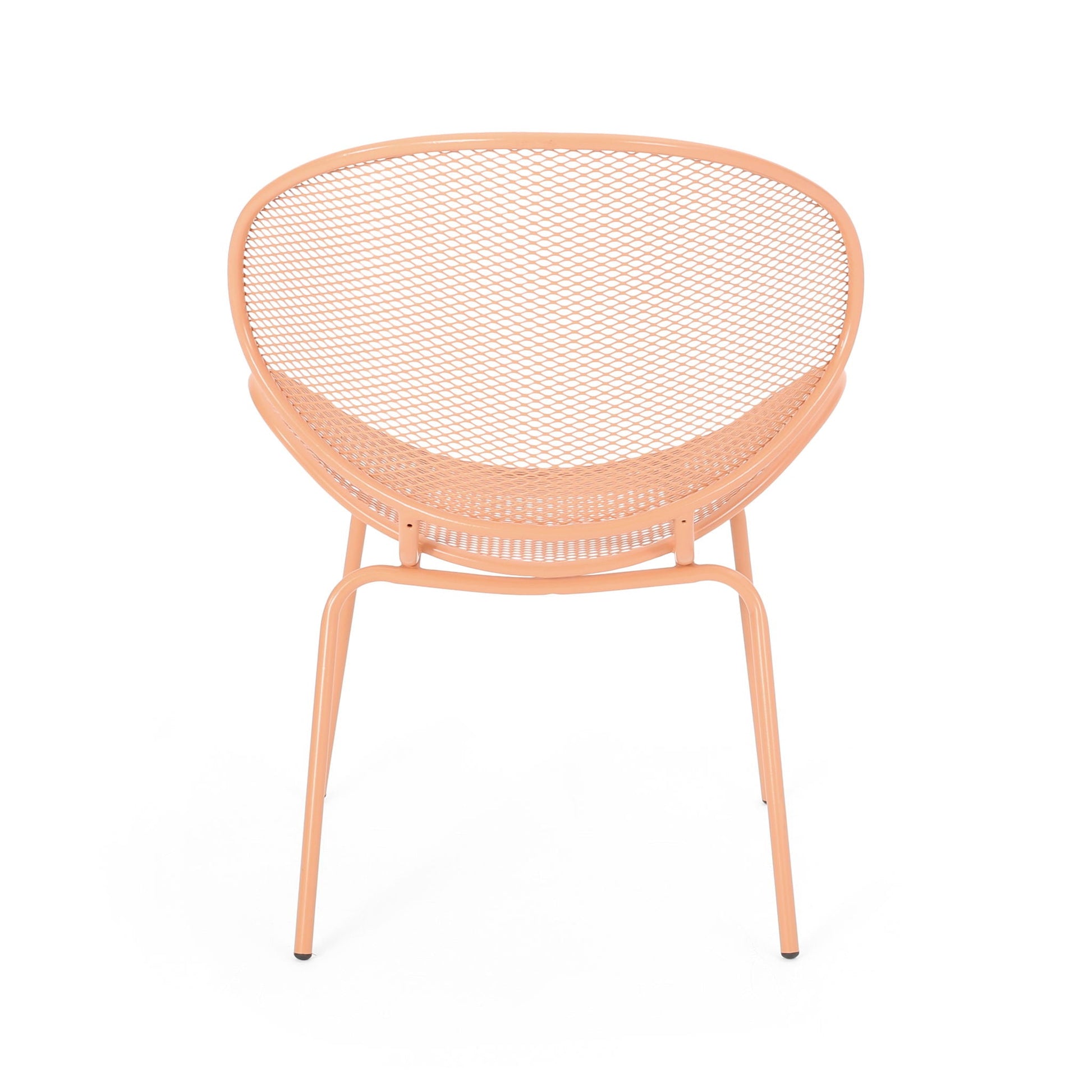 Elba Contemporary Outdoor Armless Chair peach mesh metal frame HouseOfZazla on Tampa Home & Garden Store