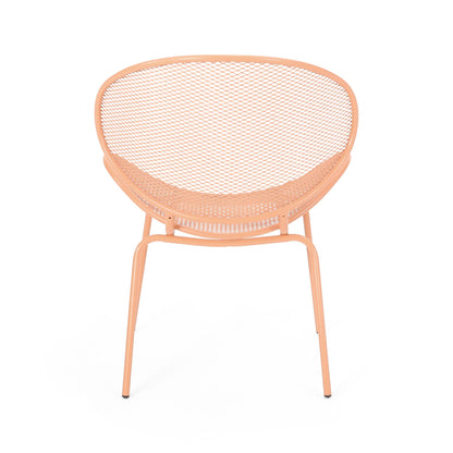 Elba Contemporary Outdoor Armless Chair peach mesh metal frame HouseOfZazla on Tampa Home & Garden Store