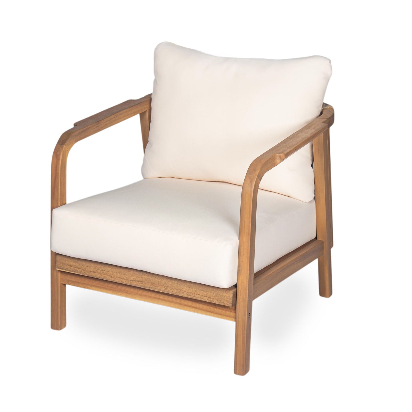 Solid Wood Lounge Chair With Woven Backrest