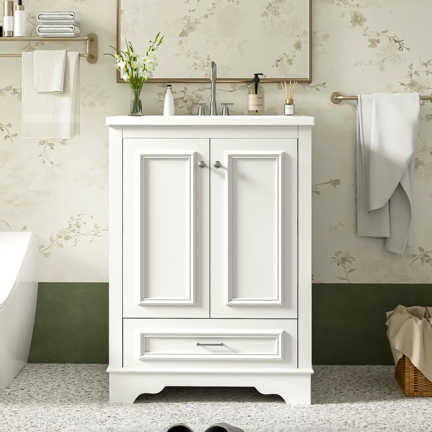 Bathroom Vanity With Ceramic Sink and Cabinet
