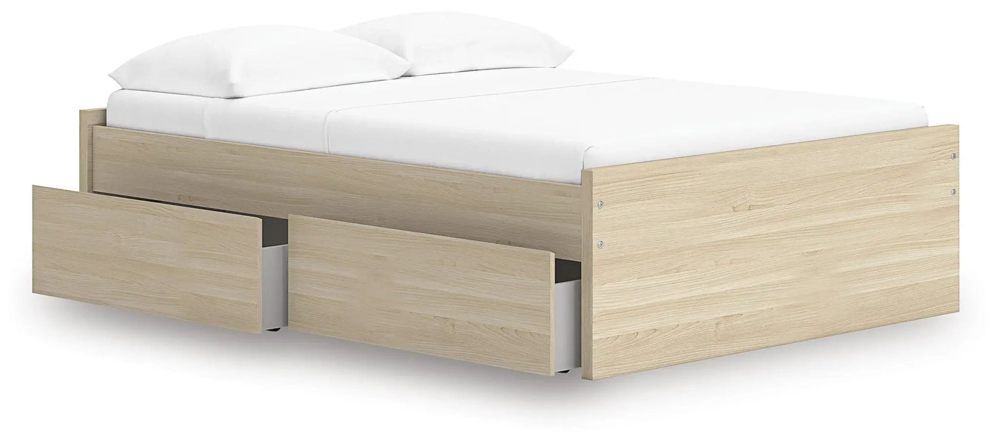 Onita Platform Bed by Unique Piece Furniture in light oak with 2 underbed storage drawers on Tampa Home & Garden Store
