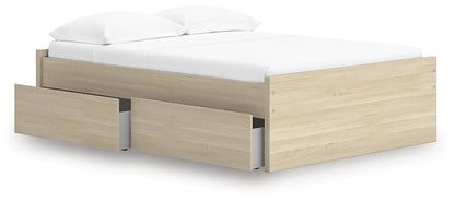 Onita Platform Bed by Unique Piece Furniture in light oak with 2 underbed storage drawers on Tampa Home & Garden Store