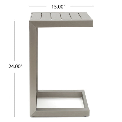 Outdoor Aluminum C Shaped Side Table for Patio