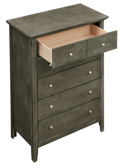 Hammond Chest accent dresser in gray finish with silver knob pulls and natural interior on Tampa Home & Garden Store