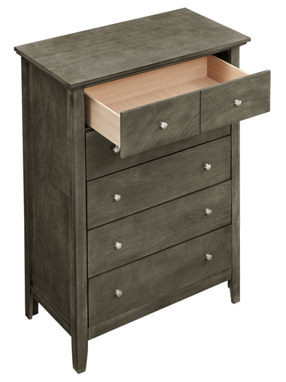 Accent chest with real wood veneers and nickel hardware, dark gray finish, by HouseOfZazla on Tampa Home & Garden Store