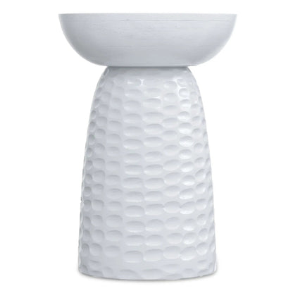 Boyd Handcrafted Accent Table white ceramic bowl top with dotted pedestal on Tampa Home & Garden Store