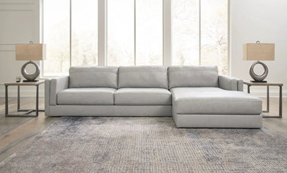 Amiata sectional sofa by Unique Piece Furniture in light gray fabric with chaise on the right on Tampa Home & Garden Store